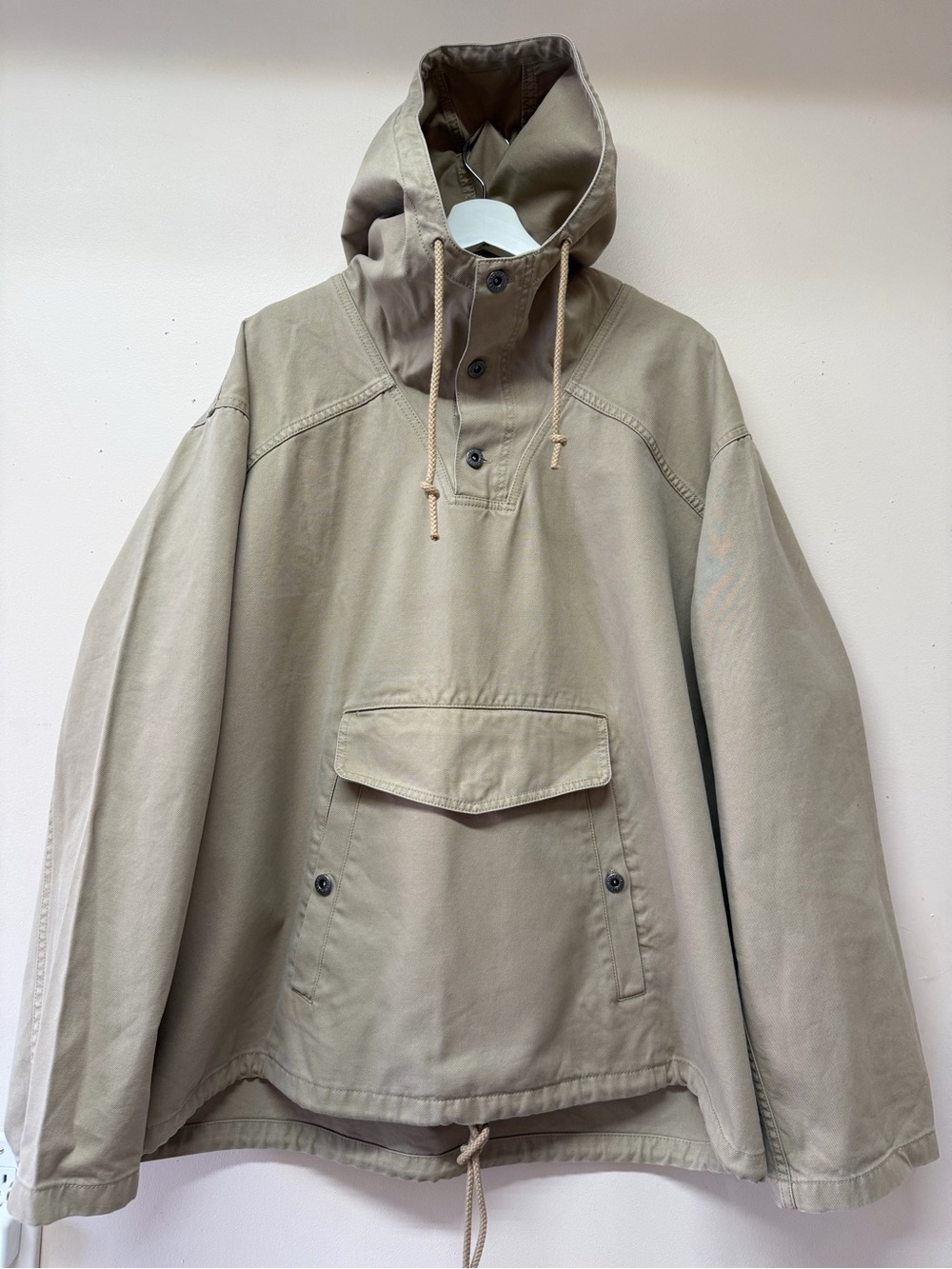 Vintage Gap Khaki Anorak Pullover Jacket Beige 100% Cotton Hooded Quarter Zip XX